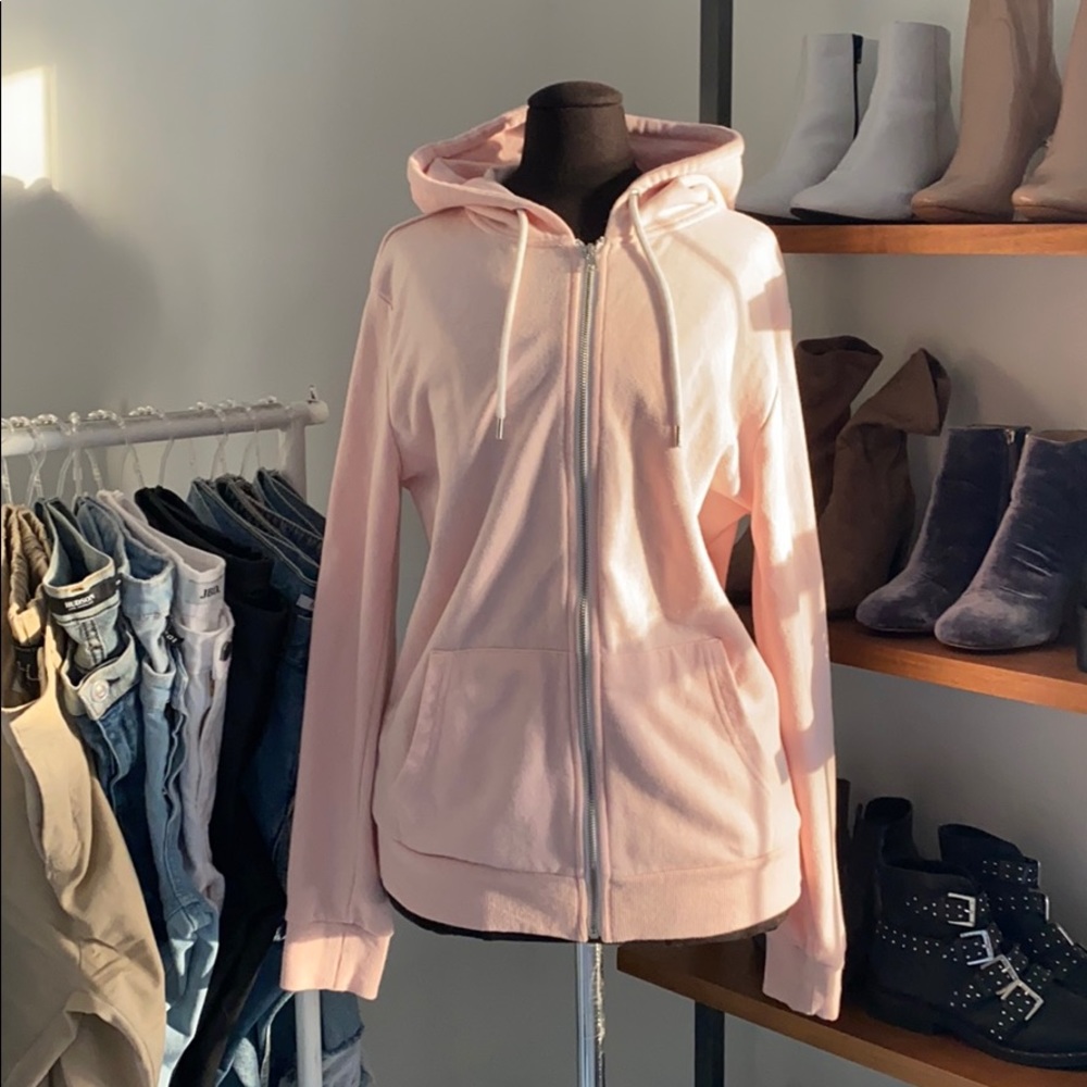 Forever 21 Pink Zip- Up Sweatshirt Hoodie | Size S